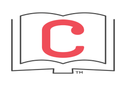 LOGO for creativebug with capital C on an illustrated open book